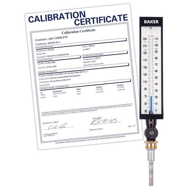 Baker Instruments 9VU35-305 Industrial Thermometer, 30 to 300 deg F (0 to 149 deg C), 9VU35-305-NIST - main